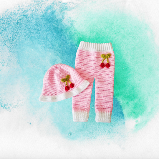 Girls Cherry Blossom Pants and Hat