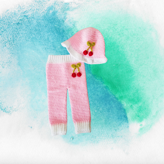 Girls Cherry Blossom Pants and Hat