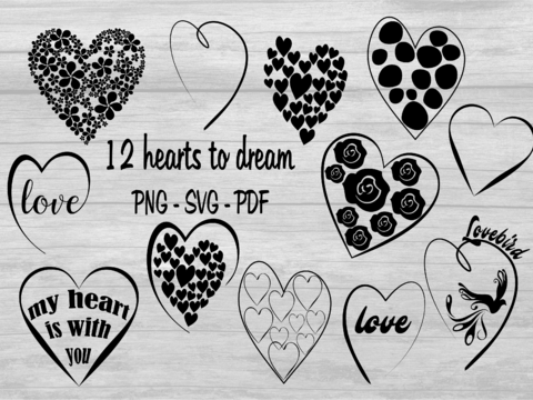 Clipart cricut digital Paper Herz Herzen plotten Plotter