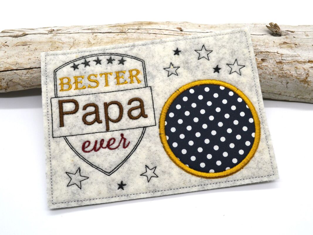 Stickdatei Papa Mug Rug Tassenteppich