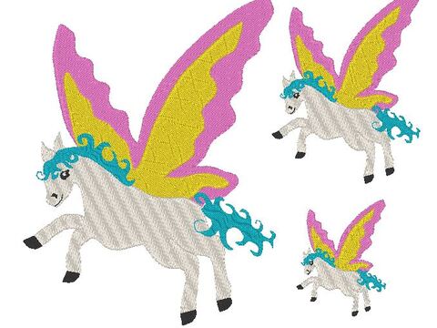 Pegasus in 7 Größen Pferd Schmetterling Stickdatei
