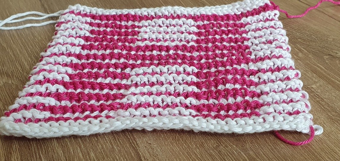 Schattenstricken, Illusionsstricken, Buchstabe "H"