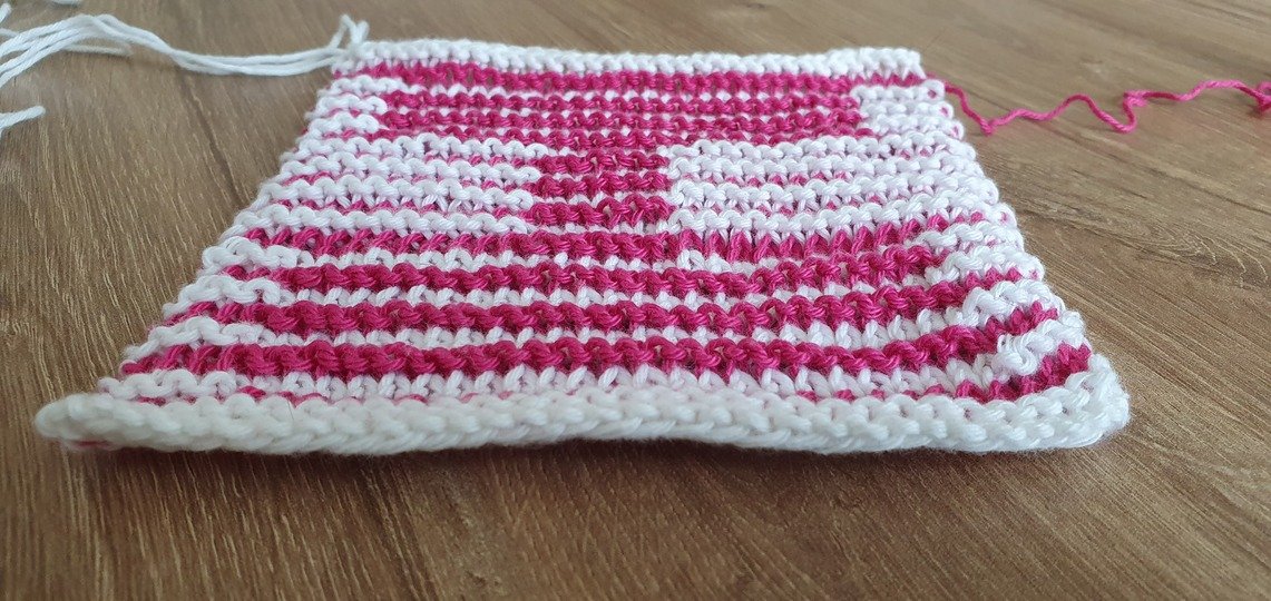 Schattenstricken, Illusionsstricken, Buchstabe "H"