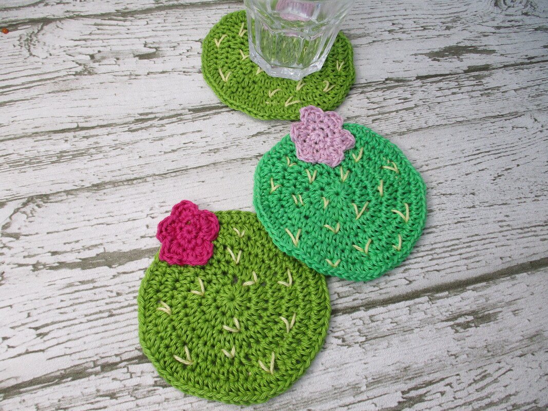 Häkelanleitung Untersetzer Kaktus