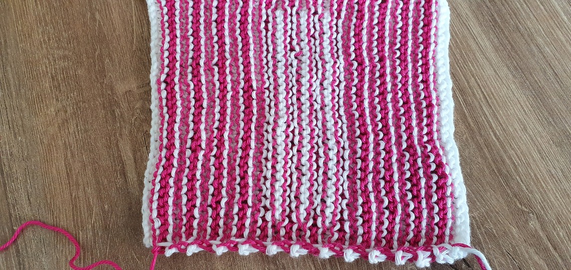 Schattenstricken, Illusionsstricken, Buchstabe "I"