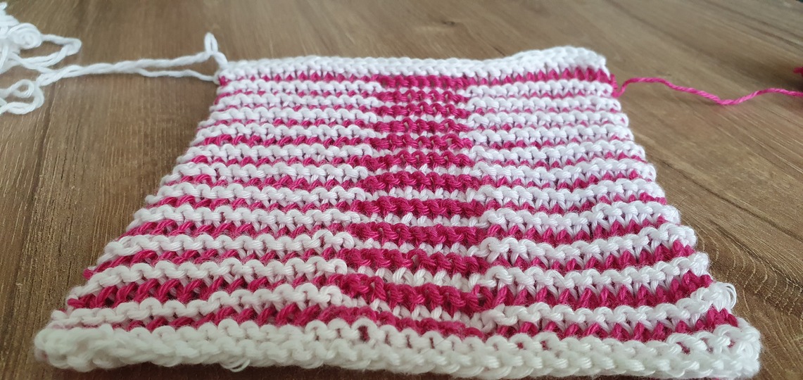 Schattenstricken, Illusionsstricken, Buchstabe "I"