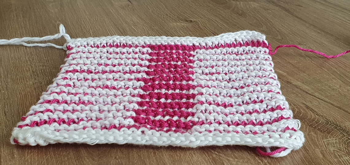 Schattenstricken, Illusionsstricken, Buchstabe "I"