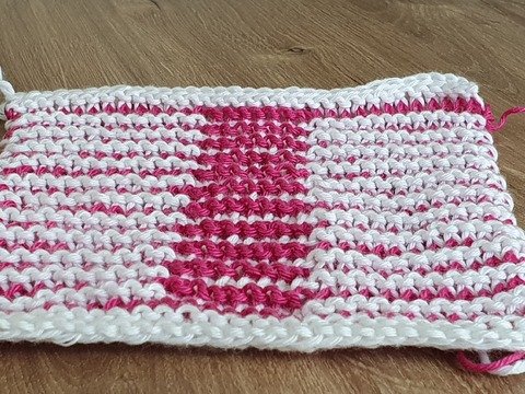 Schattenstricken, Illusionsstricken, Buchstabe "I"