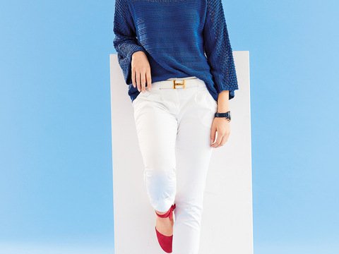 Strickanleitung: Marineblauer Pulli mit Netzmusterpasse