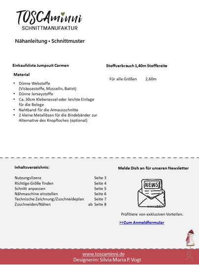 Jumpsuit Carmen Gr. 34-44 Nähanleitung und Schnittmuster