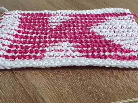 Schattenstricken, Illusionsstricken, Buchstabe "K"