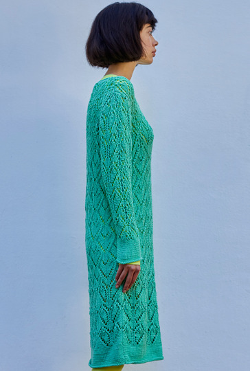 Strickanleitung: Ajourmusterkleid in Grün