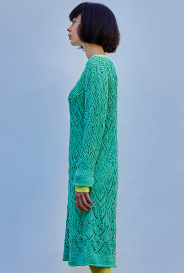 Strickanleitung: Ajourmusterkleid in Grün