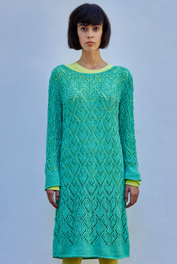 Strickanleitung: Ajourmusterkleid in Grün