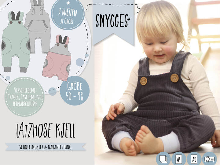 Latzhose "KJELL" (50-98 je 3 Weiten) - Schnittmuster und Anleitung