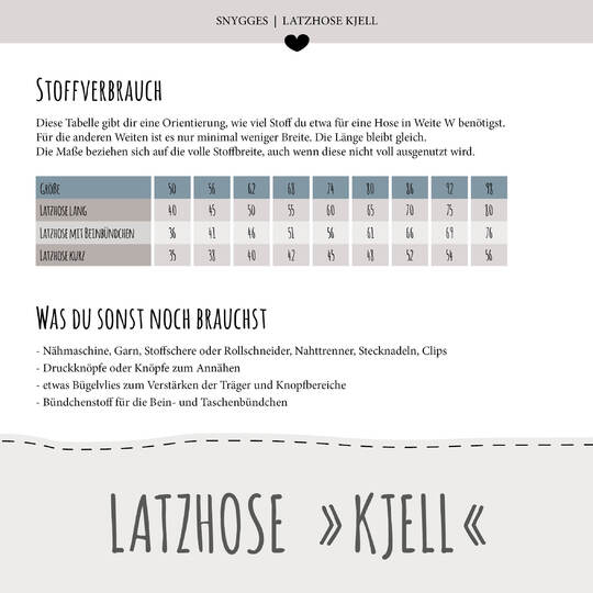 Latzhose "KJELL" (50-98 je 3 Weiten) - Schnittmuster und Anleitung