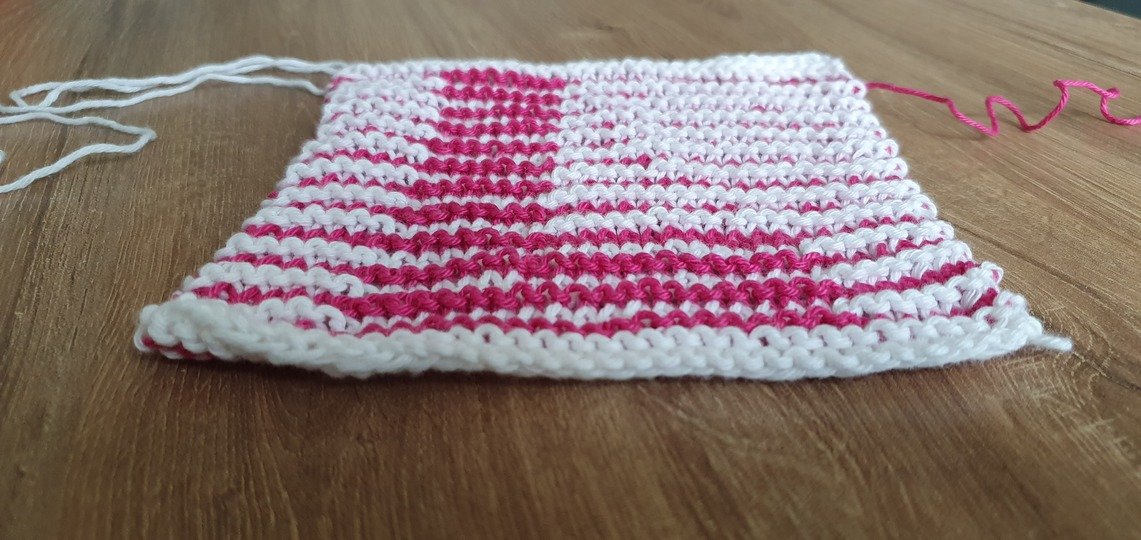 Schattenstricken, Illusionsstricken, Buchstabe "L"