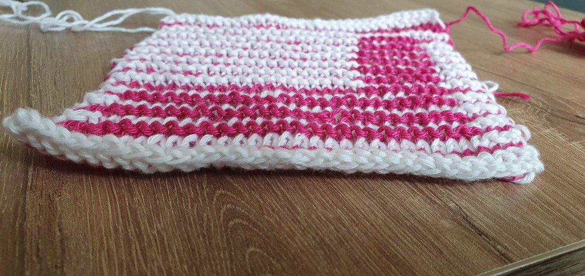 Schattenstricken, Illusionsstricken, Buchstabe "L"