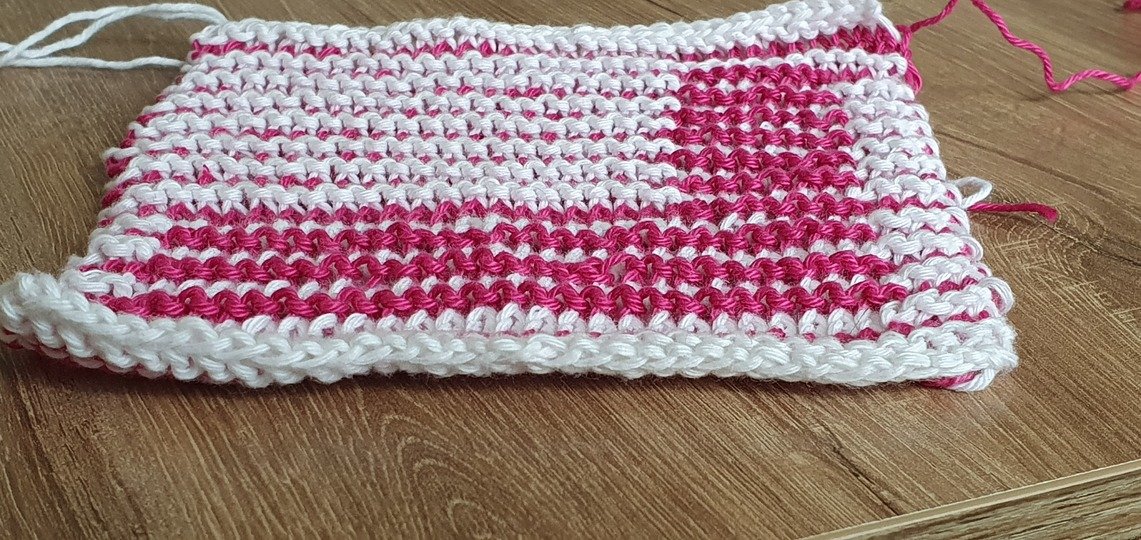 Schattenstricken, Illusionsstricken, Buchstabe "L"