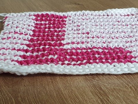 Schattenstricken, Illusionsstricken, Buchstabe "L"