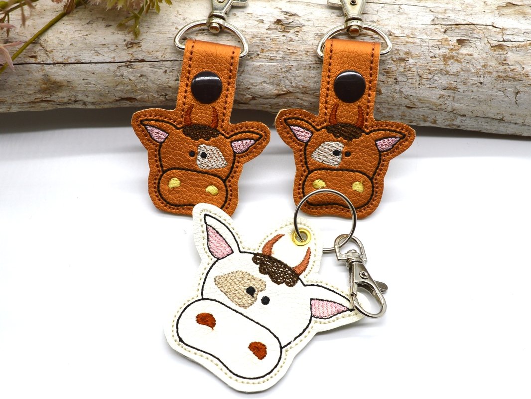 Stickdatei Kuh Anhänger Schlüsselanhänger