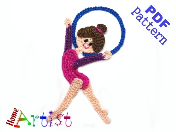 Gymnastic 5 crochet pattern applique