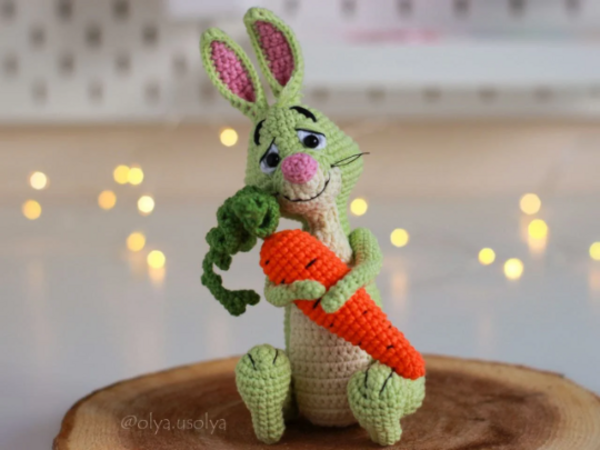 Rabbit the farmer Crochet Pattern Amigurumi stuffed baby toy (Easter Bunny)