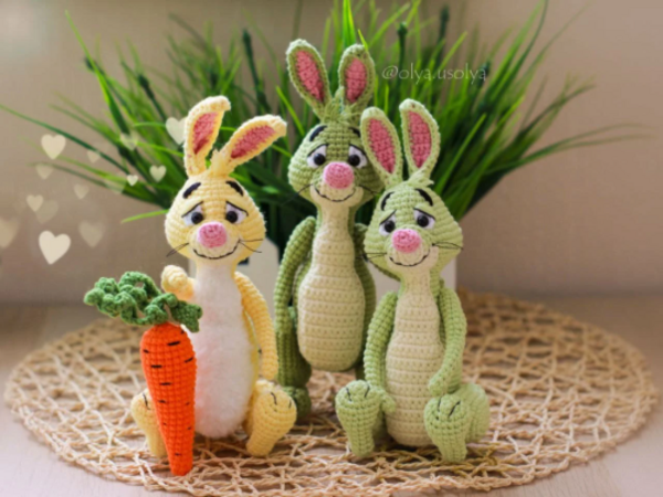 Rabbit the farmer Crochet Pattern Amigurumi stuffed baby toy (Easter Bunny)