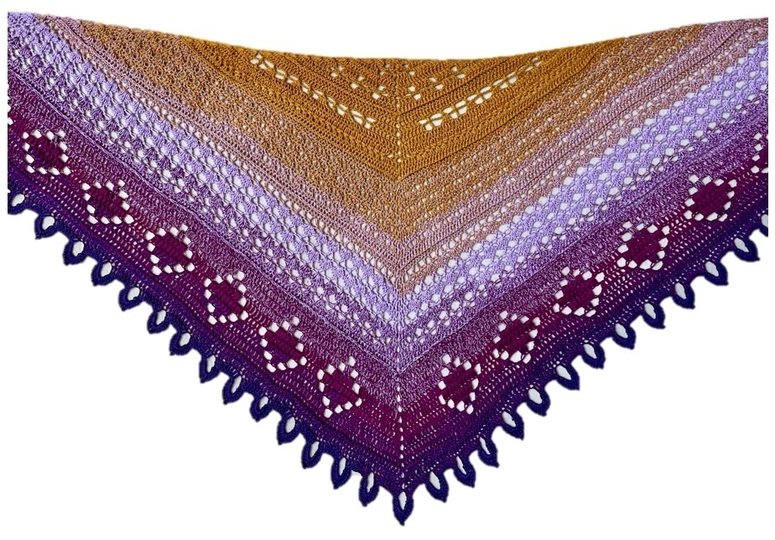 Häkelanleitung flaches Dreieckstuch "Pfirsichreise"