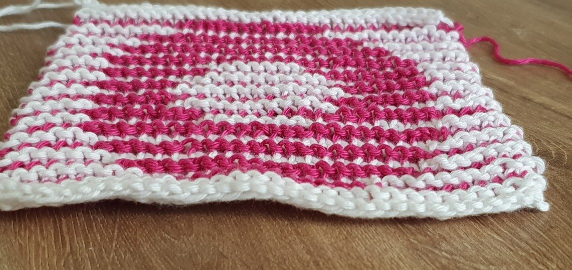 Schattenstricken, Illusionsstricken, Buchstabe "O"