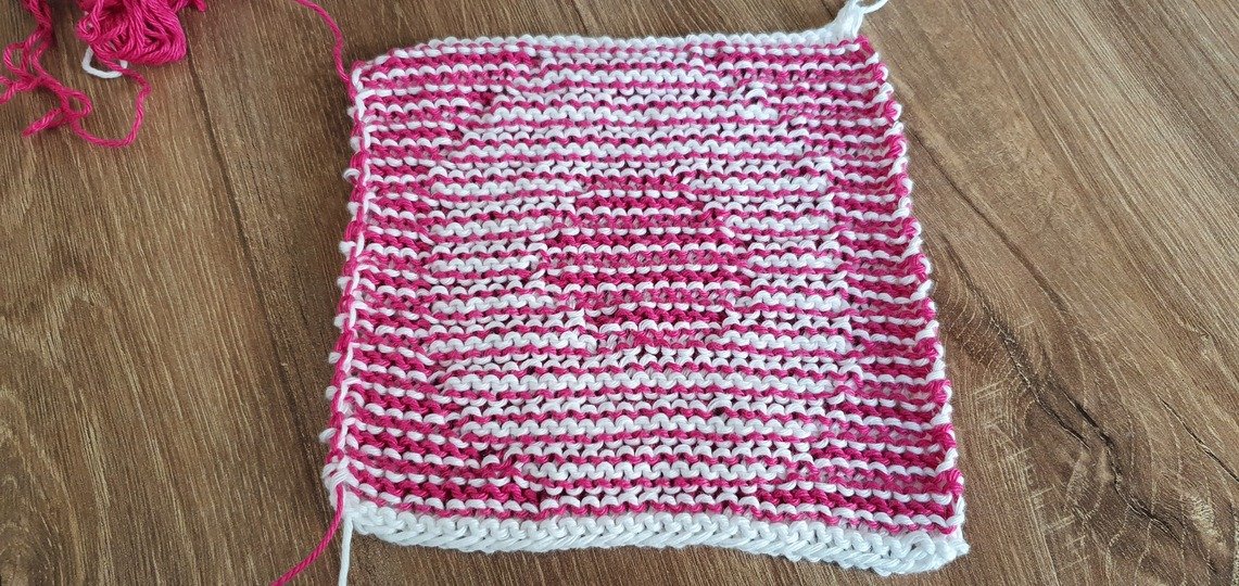 Schattenstricken, Illusionsstricken, Buchstabe "O"