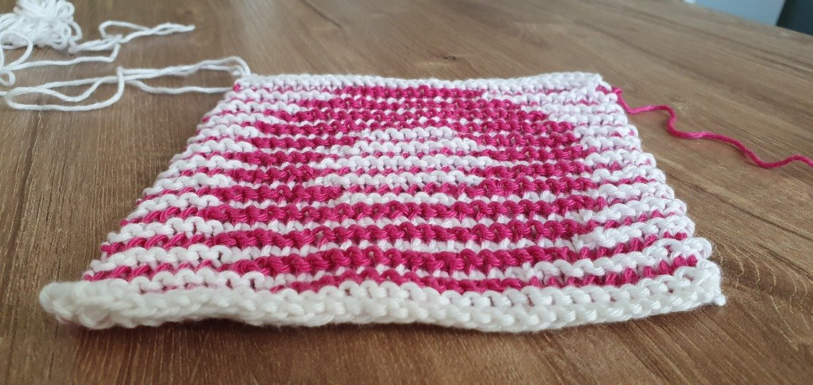 Schattenstricken, Illusionsstricken, Buchstabe "O"