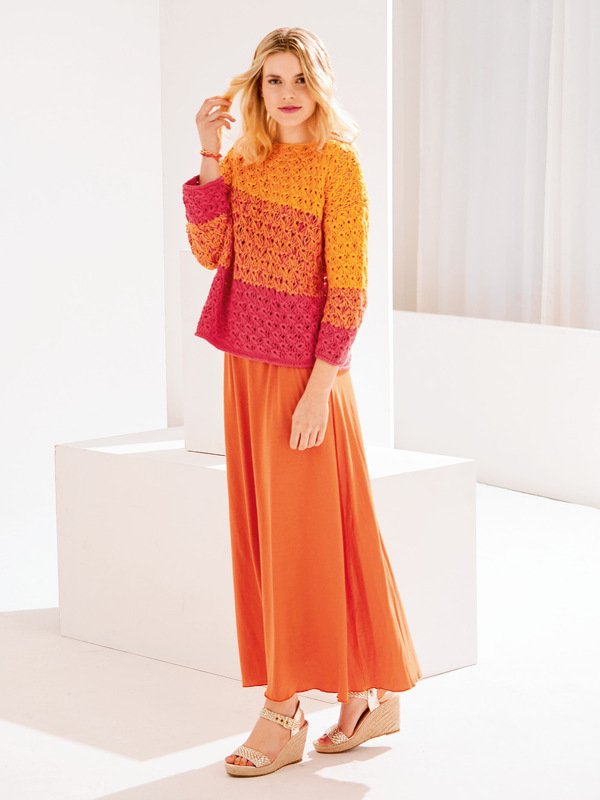 Strickanleitung: Blockstreifen-Pulli im Schlingenmuster