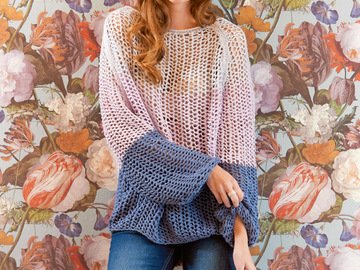 Strickanleitung: Dreifarbiger Raglanpulli mit Netzmuster