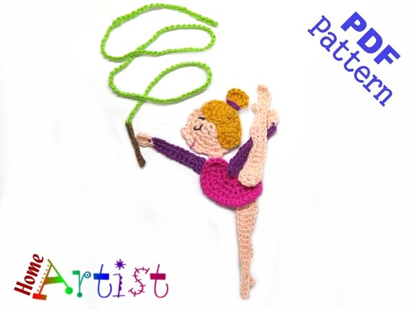 Gymnastic 6 Applique Crochet