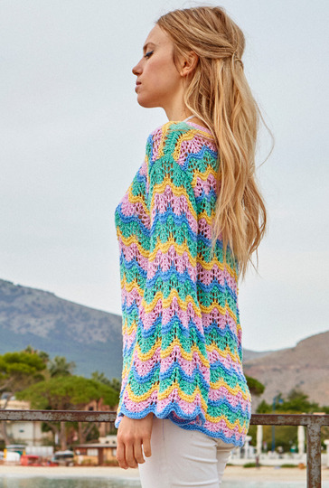Strickanleitung: Modischer Pulli mit Wellenmuster in Pastell