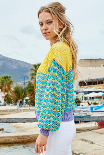 Strickanleitung: Fröhliche Jacke mit Netz- und Wellenmuster