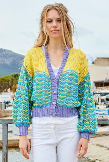 Strickanleitung: Fröhliche Jacke mit Netz- und Wellenmuster