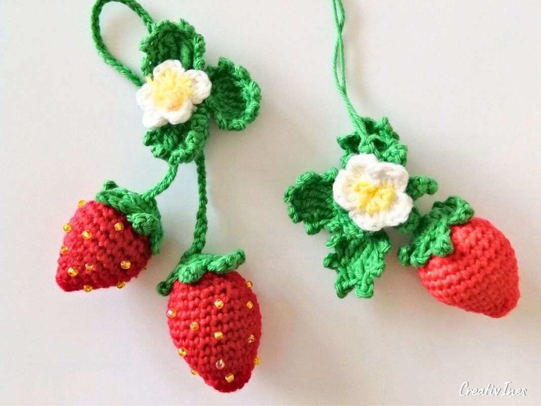 Häkelanleitung Erdbeeren in 3 Größen inkl. Blatt, Blüte & Anwendungstipps - Bild 2