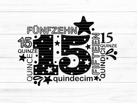 Fünfzehn Plotterdatei SVG DXF FCM