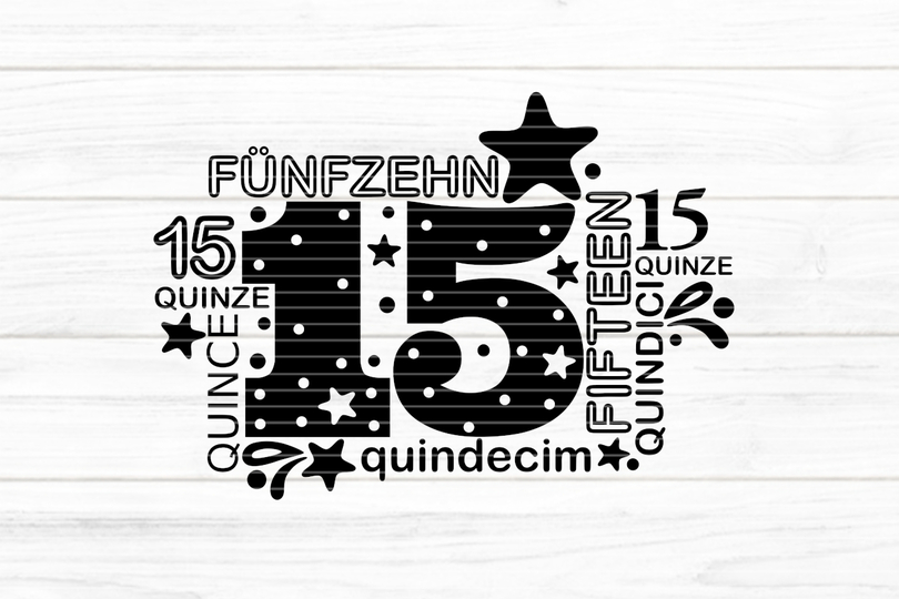 Fünfzehn Plotterdatei SVG DXF FCM