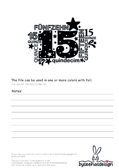 Fünfzehn Plotterdatei SVG DXF FCM