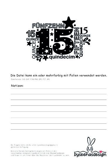 Fünfzehn Plotterdatei SVG DXF FCM