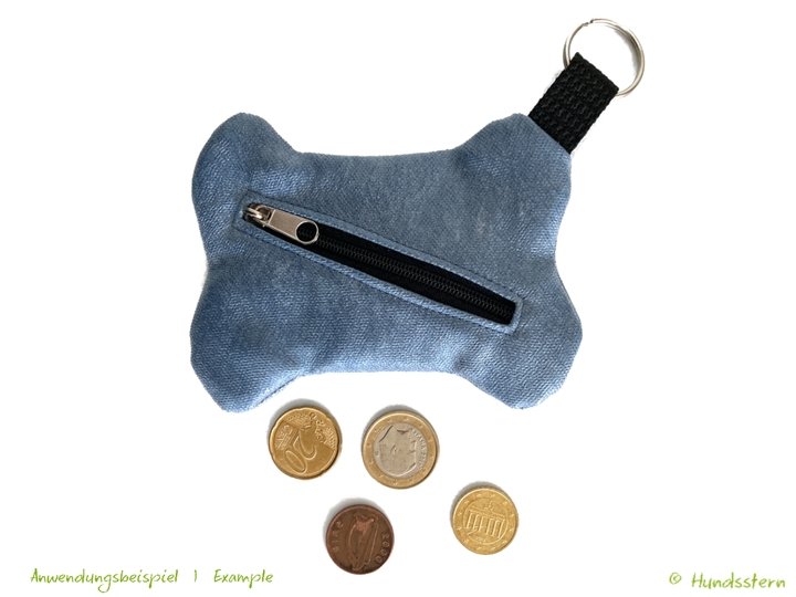 BONE PURSE Mini bone-shaped coin purse, card pocket, sewing pattern