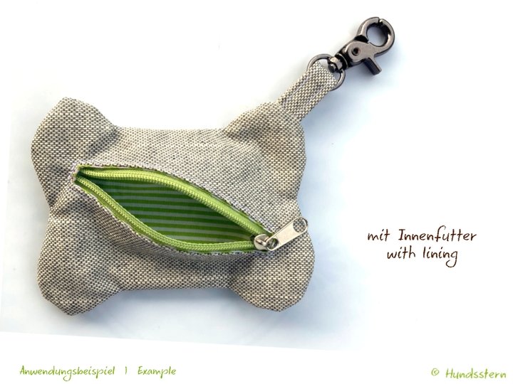 BONE PURSE Mini bone-shaped coin purse, card pocket, sewing pattern