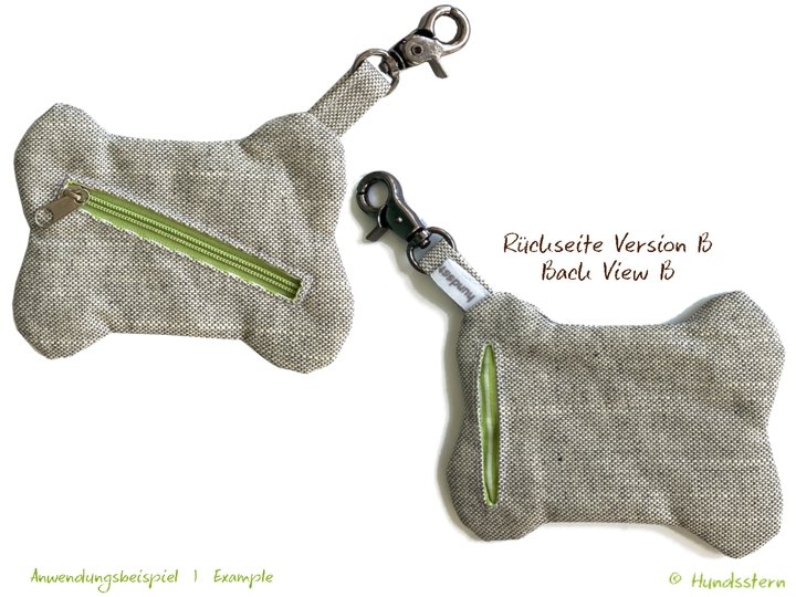 BONE PURSE Mini bone-shaped coin purse, card pocket, sewing pattern