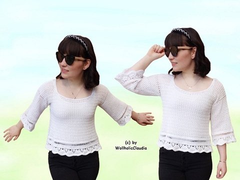 Häkelanleitung Pulli oder Shirt "Sommerromanze" - alle Größen