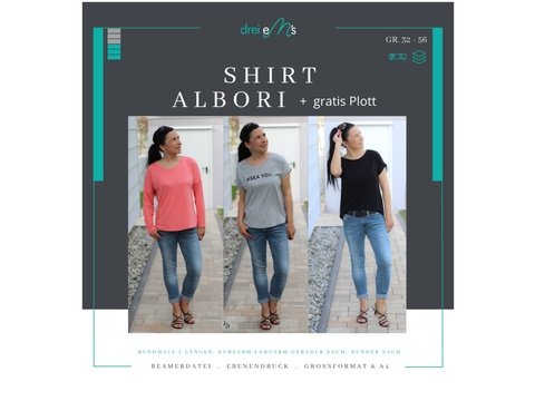 Ebook Shirt ALBORI Gr. 32-56 + gratis Plott