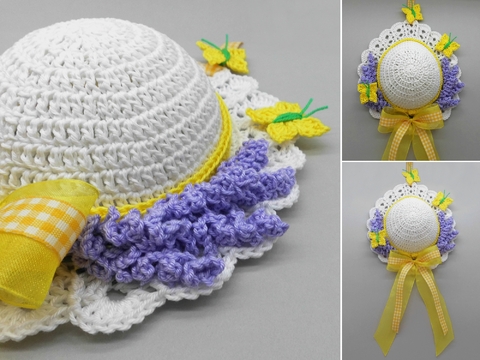 Crochet decoration lavender hat