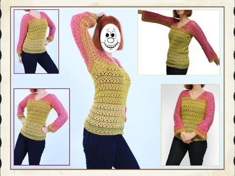 Häkelanleitung "One-Cake-Wickerdream" Pullover RVO S-XXL